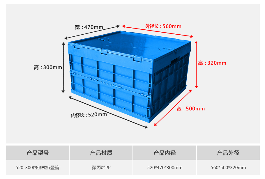 真人游戏第一品牌
520-300塑料内倒式折叠周转箱